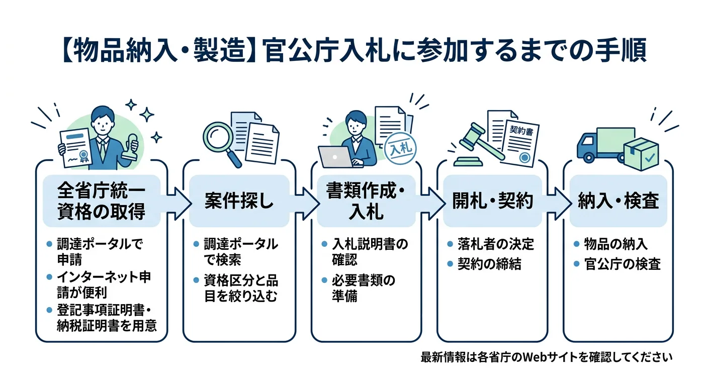 全省庁統一資格の取得から初受注までの流れ