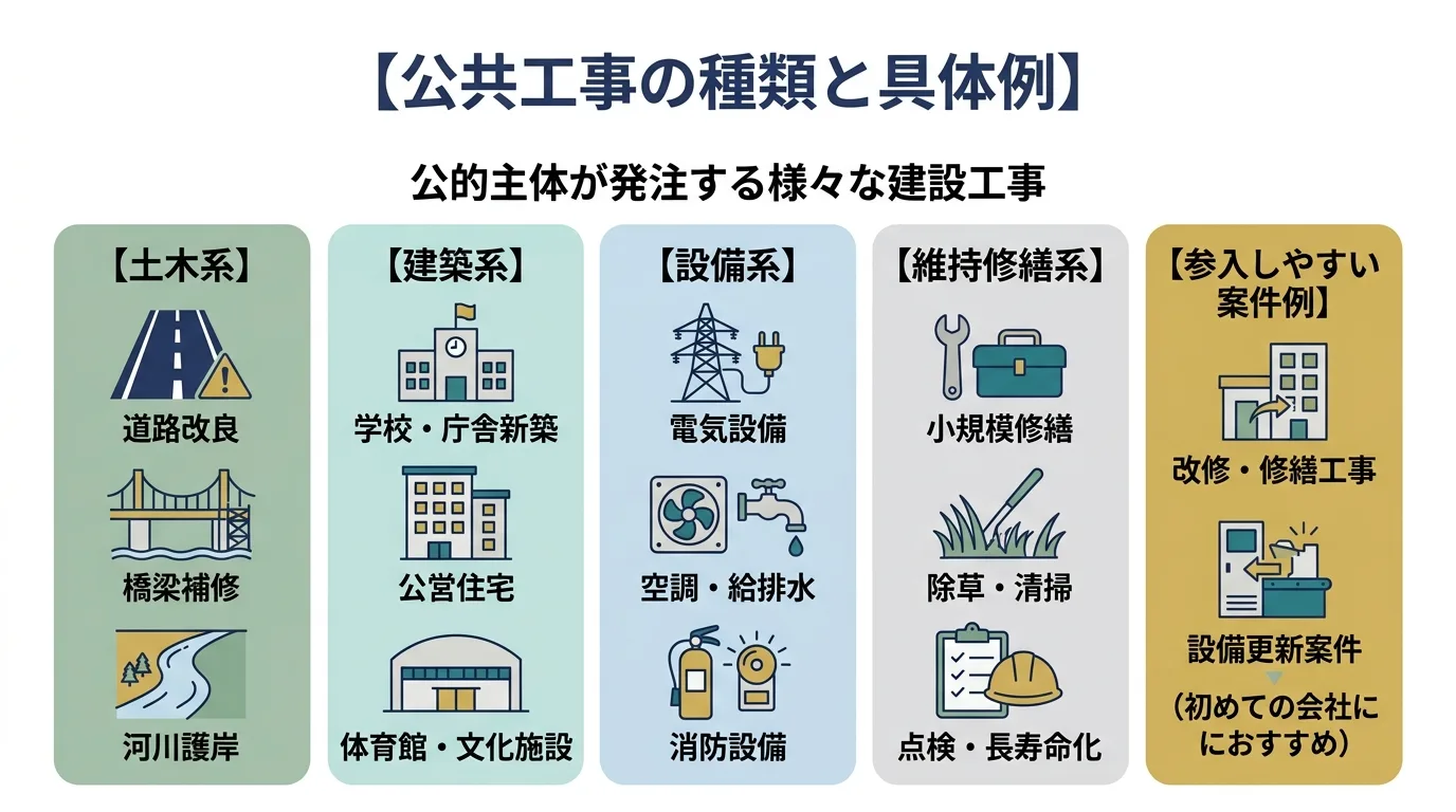 公共工事の代表例を示した図