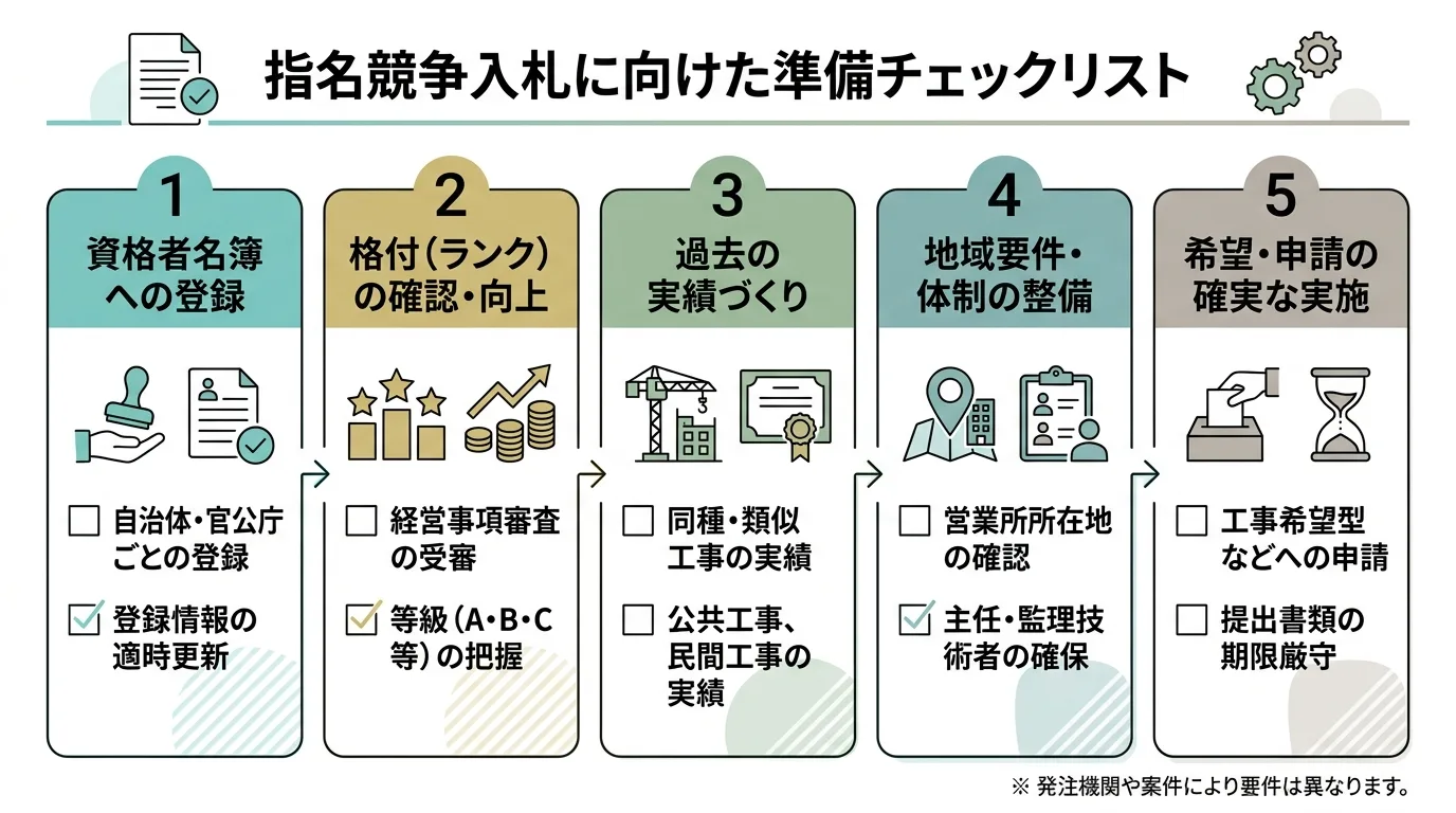指名されやすくなるための準備項目を示したチェックリスト